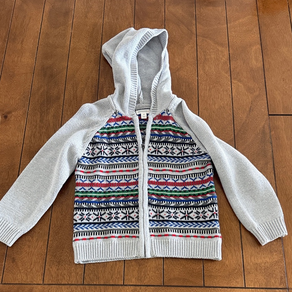 3t Hooded zip-up Sweater with Holiday Pattern
